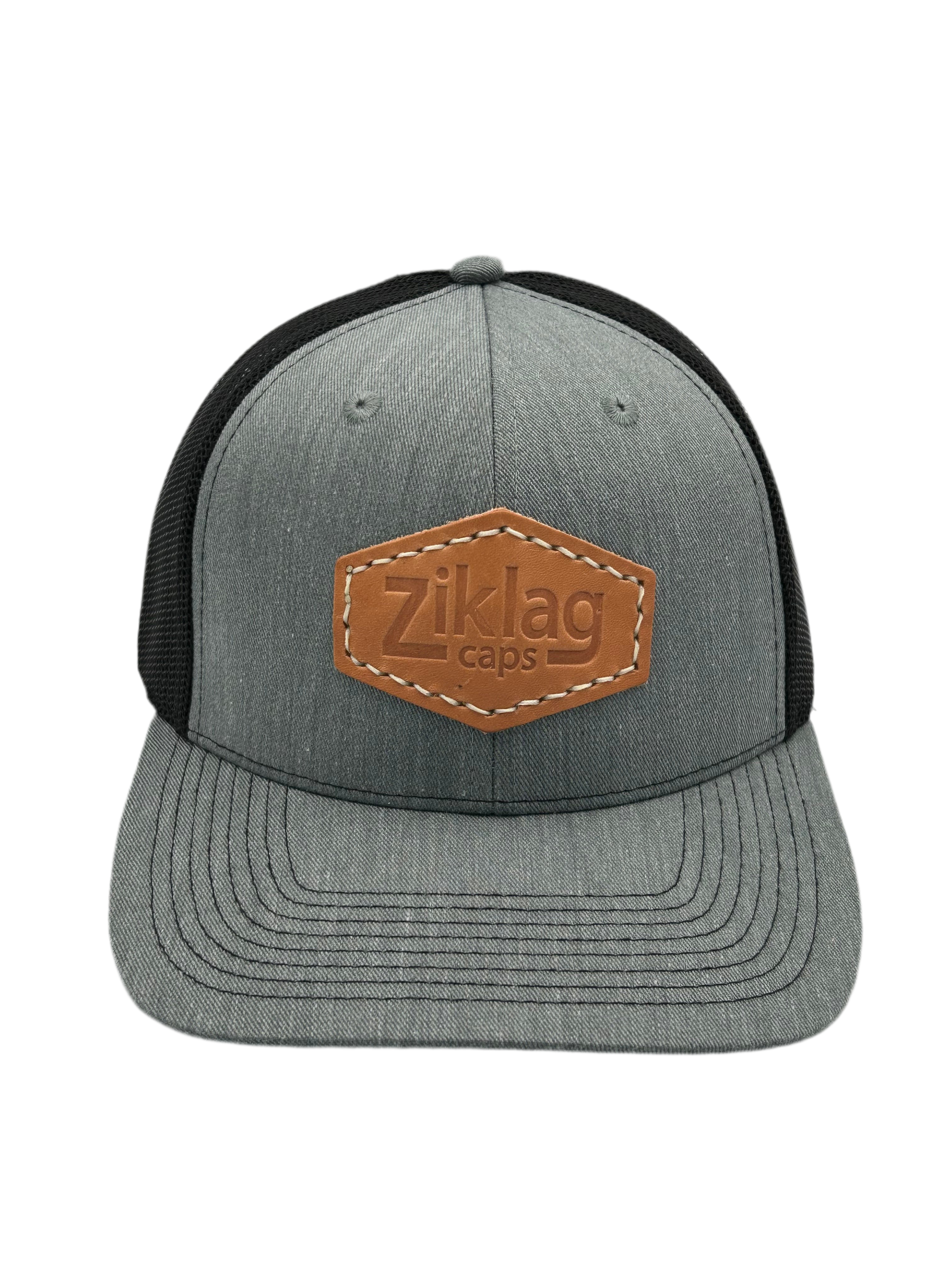Heathered Grey/Black Adjustable Trucker Cap with Genuine
