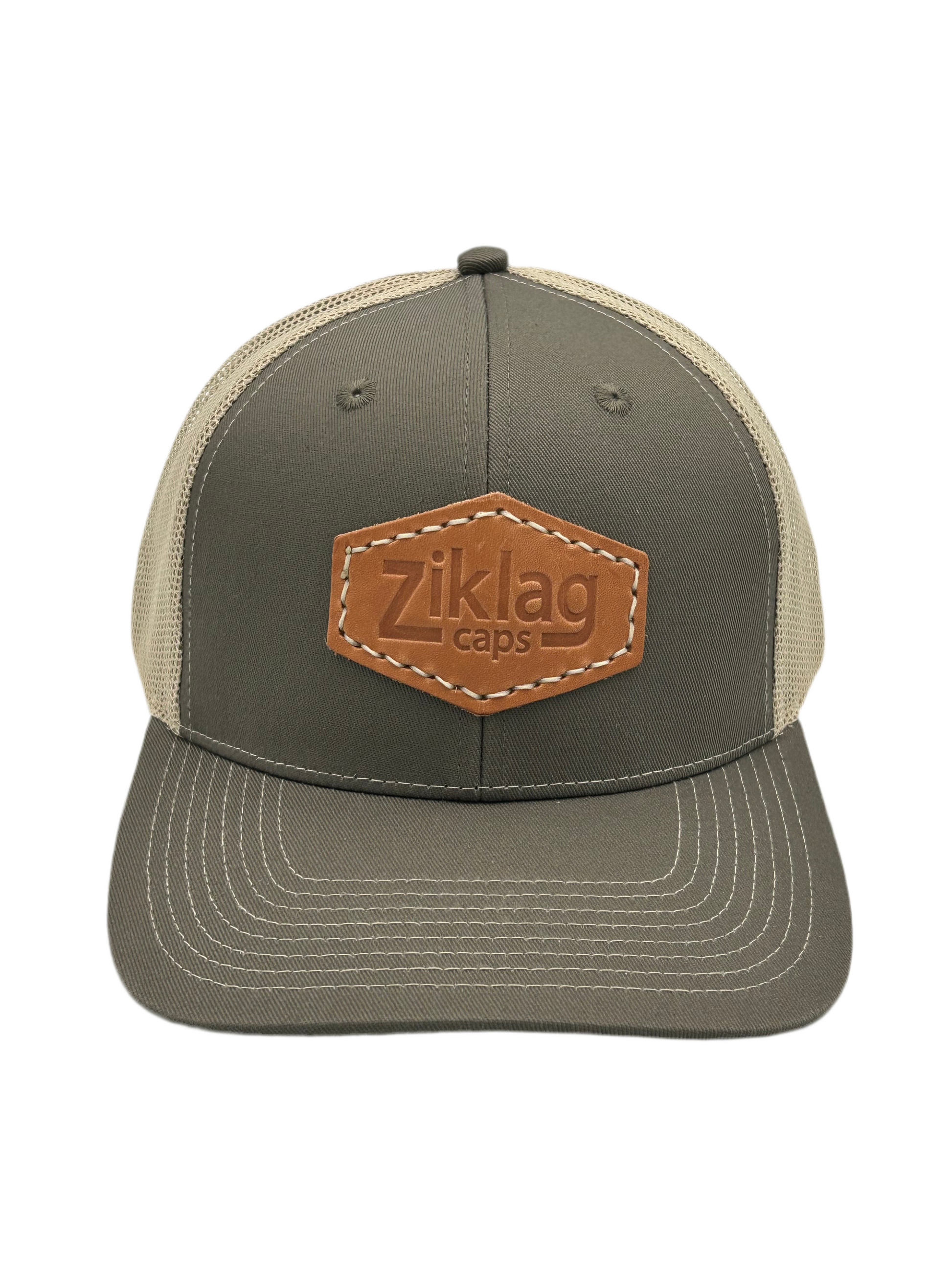 ★ALAVAGUE★ Sea Turtle Cap Khaki Olive/Khaki Adjustable Trucker Cap with Genuine Leather
